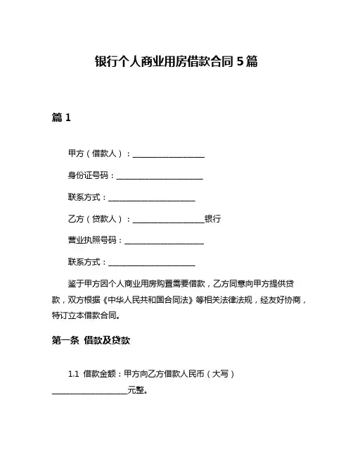银行个人商业用房借款合同5篇