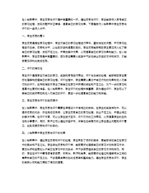 小船教案中的学生反思与评价