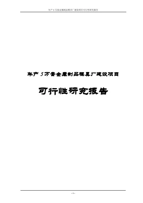 年产5万套金属制品模具厂建设项目可行性研究报告