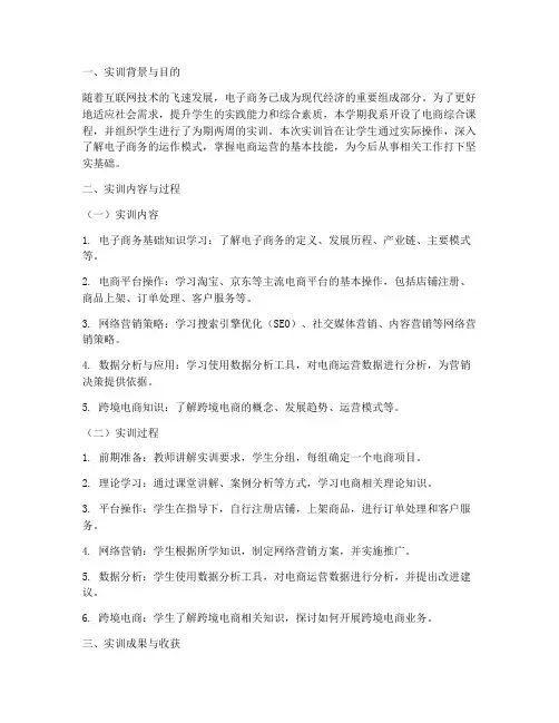 电商综合课实训报告书
