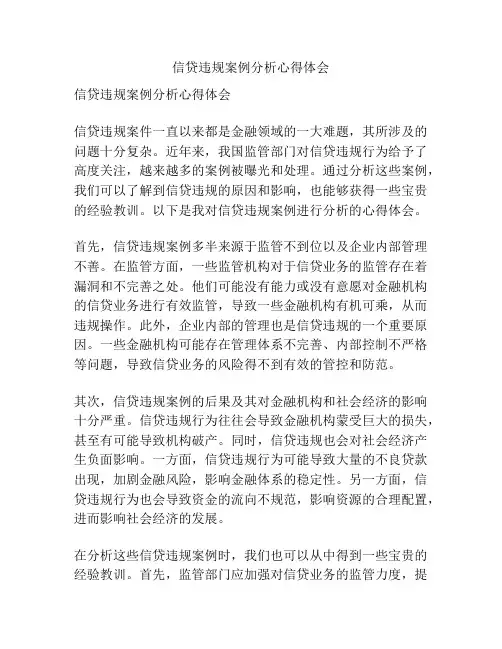信贷违规案例分析心得体会