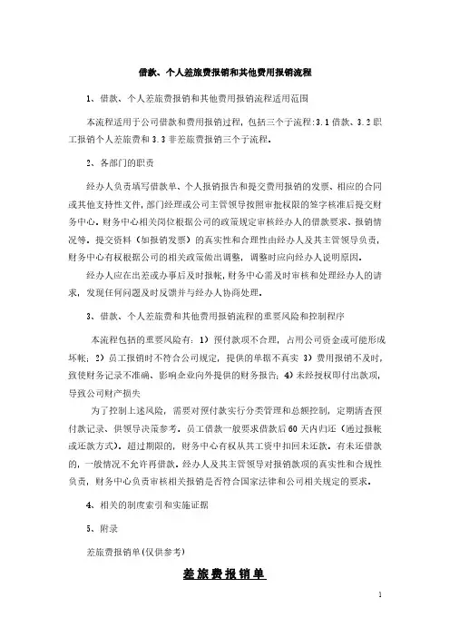 借款、费用报销流程