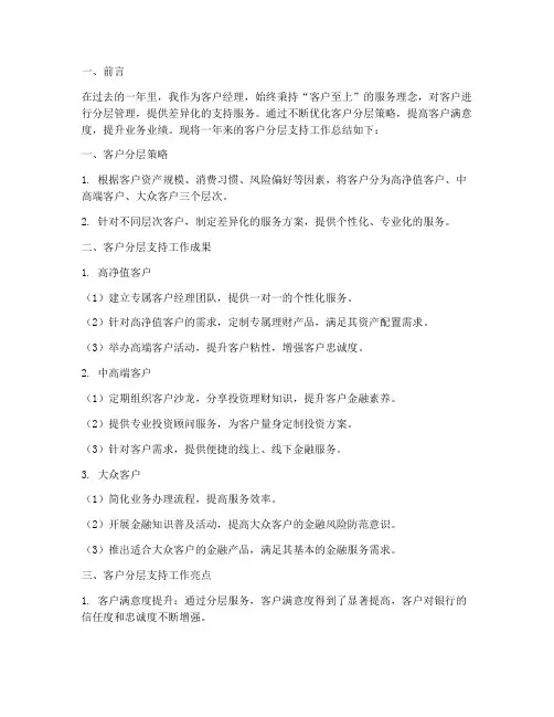 客户分层支持工作总结报告