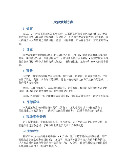 大蒜策划方案