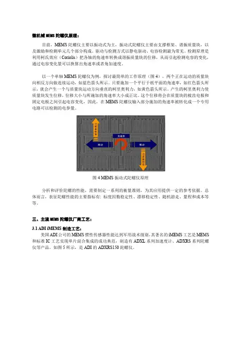 微机械MEMS陀螺仪原理和几大公司的基本工艺流程