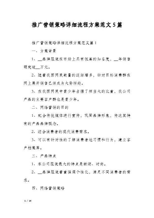 推广营销策略详细流程方案范文5篇