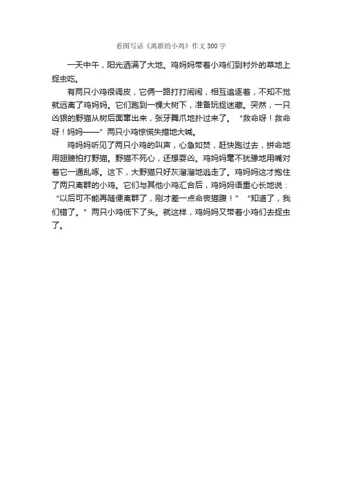 看图写话《离群的小鸡》作文300字_小学二年级看图写话作文_