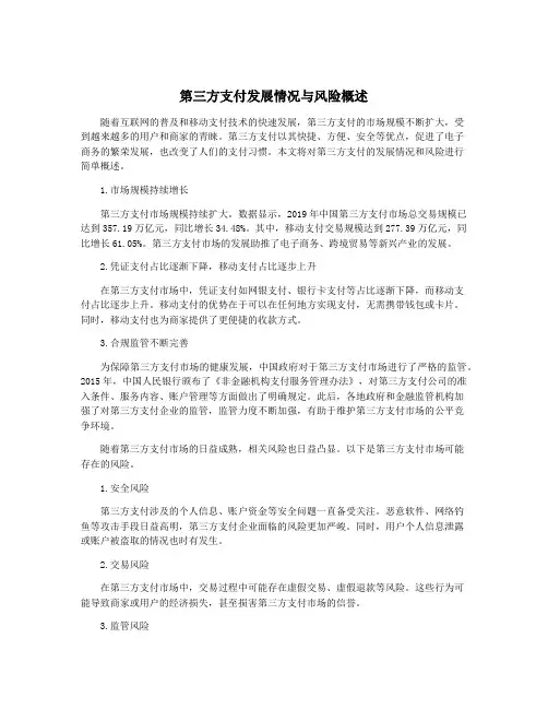 第三方支付发展情况与风险概述