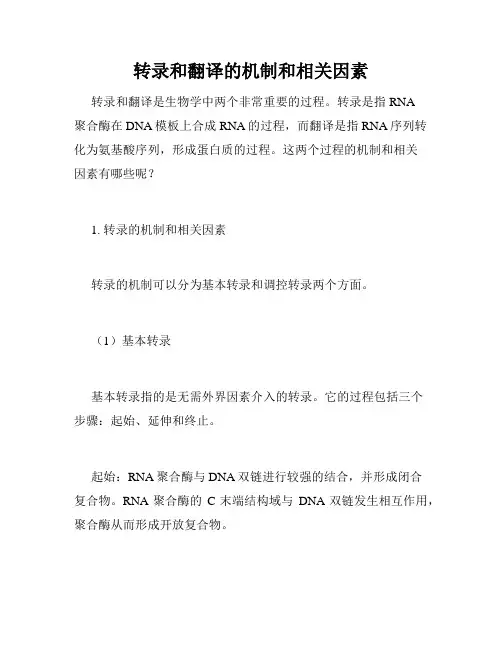 转录和翻译的机制和相关因素