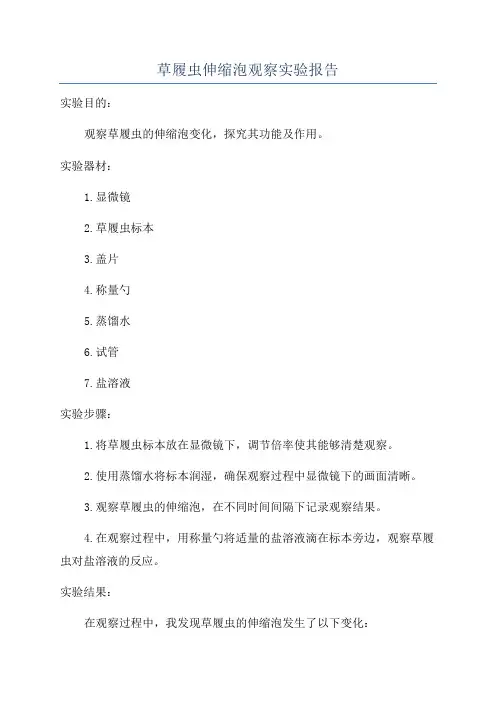 草履虫伸缩泡观察实验报告