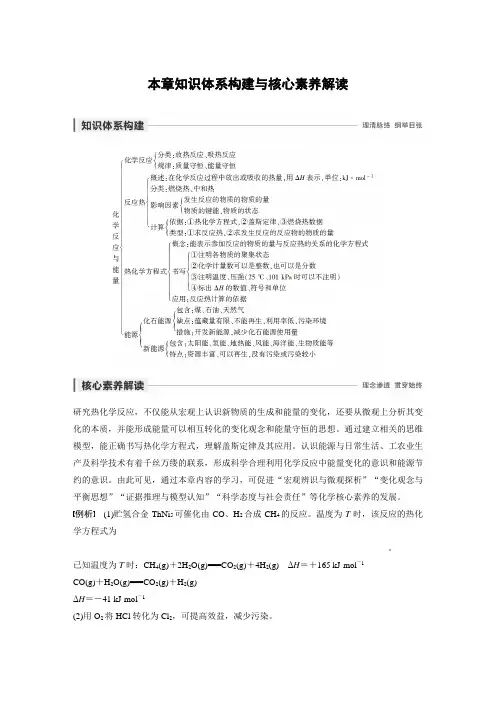 人教版高中化学选修四第一章 本章知识体系构建与核心素养解读