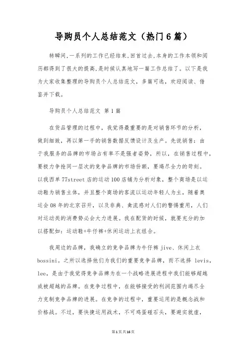 导购员个人总结范文(6篇)