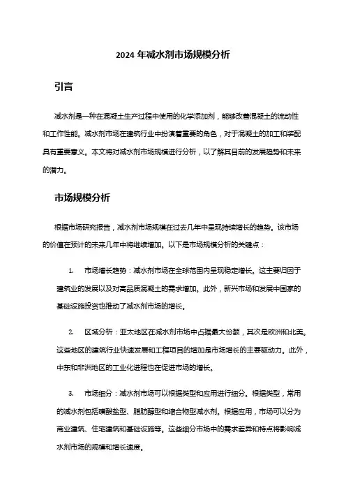 2024年减水剂市场规模分析