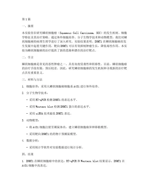 鳞状细胞实验报告(3篇)