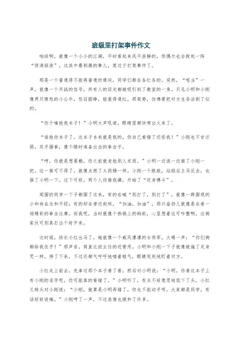 班级里打架事件作文