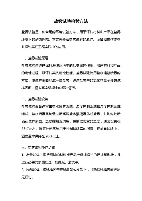 盐雾试验检验方法
