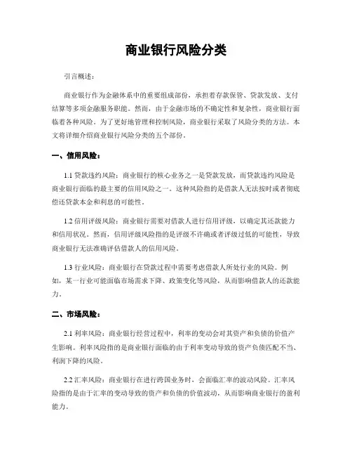 商业银行风险分类