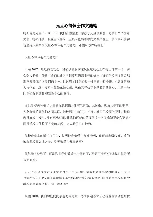 元旦心得体会作文随笔
