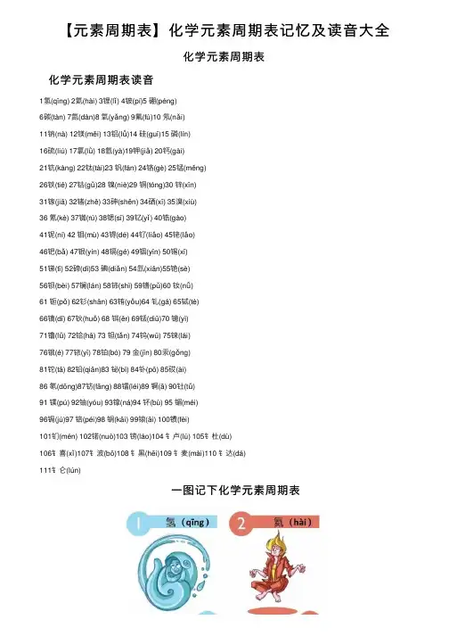 【元素周期表】化学元素周期表记忆及读音大全