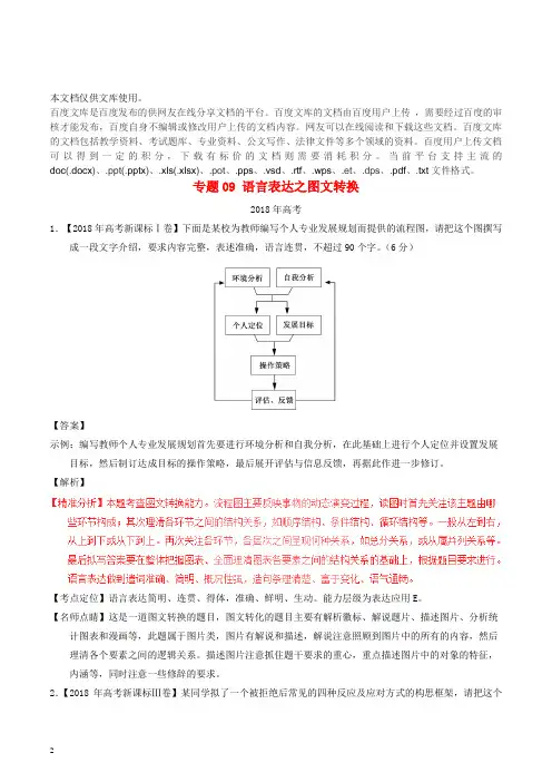 三年高考(2016-2018)高考语文试题分项版解析 专题09 语言表达之图文转换(含解析)