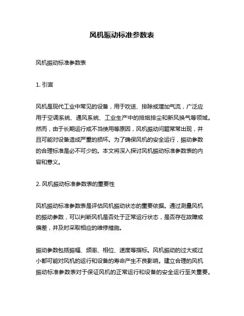 风机振动标准参数表