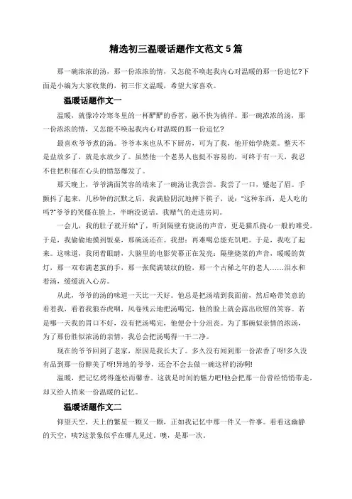 初三温暖话题作文范文5篇
