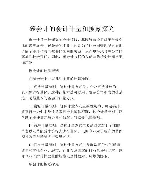 碳会计的会计计量和披露探究
