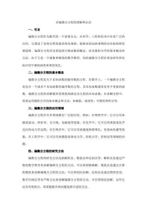 对偏微分方程的理解和认识