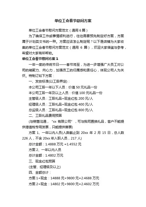 单位工会春节慰问方案