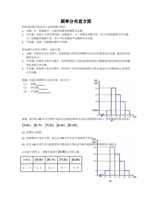 高考文数直方图中位数-众数-平均数的计算