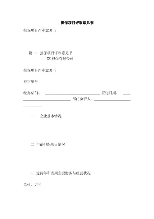 担保项目评审意见书