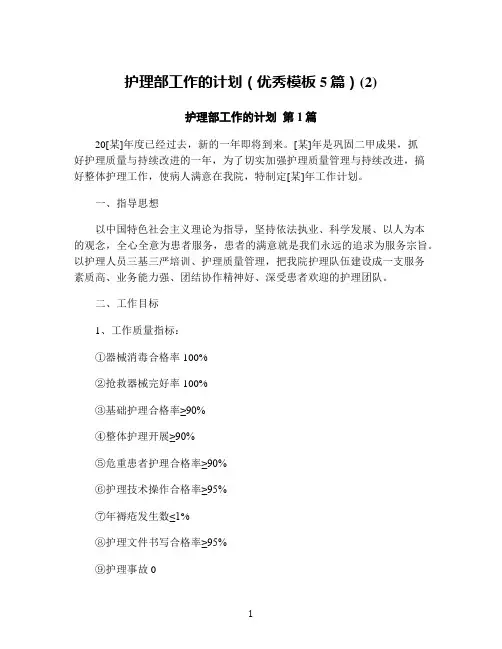 护理部工作的计划(优秀模板5篇)(2)