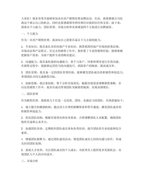 房产销售经理竞聘演讲稿