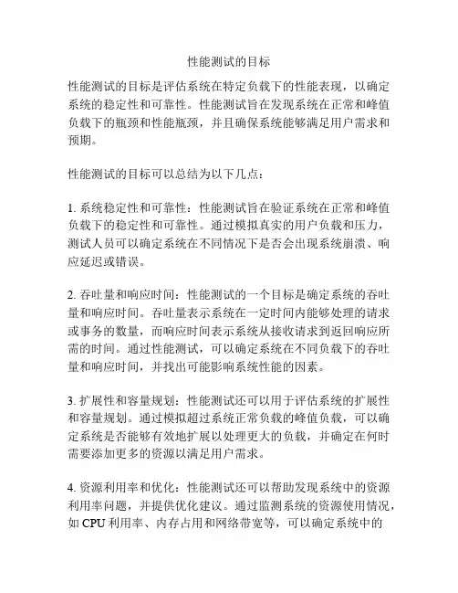 性能测试的目标