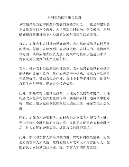 乡村振兴的措施与思路