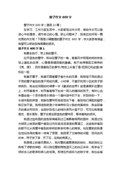 窗子作文600字（通用22篇）