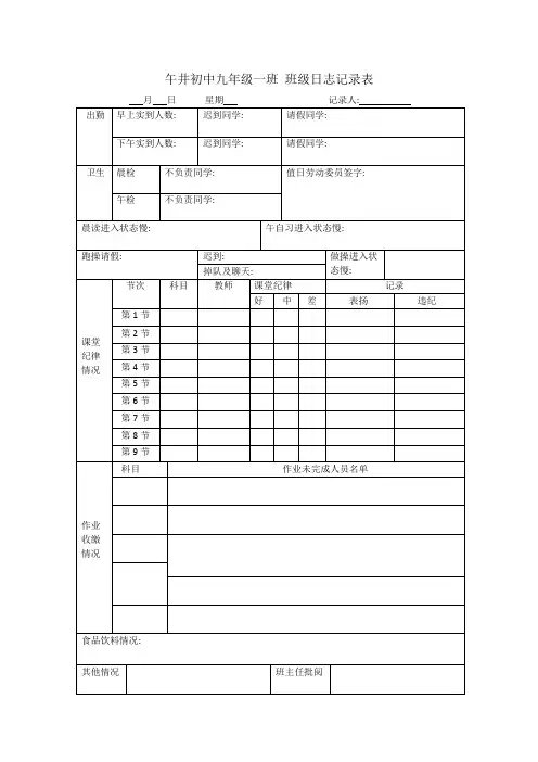 午井初中九年级一班+班级日志记