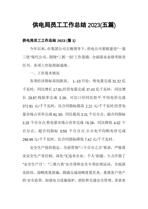 供电局员工工作总结2023(五篇)