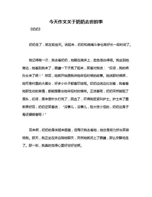 今天作文关于奶奶去世的事