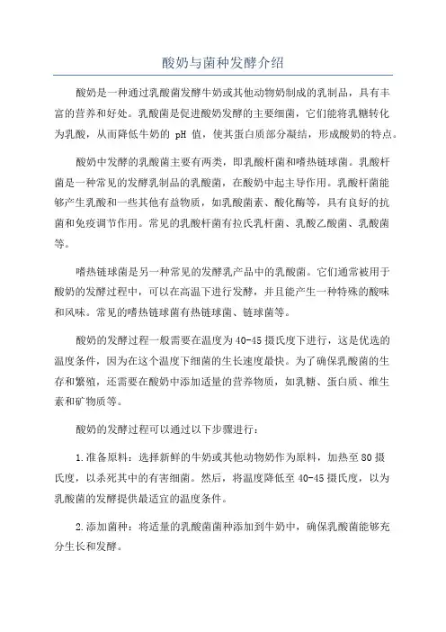 酸奶与菌种发酵介绍