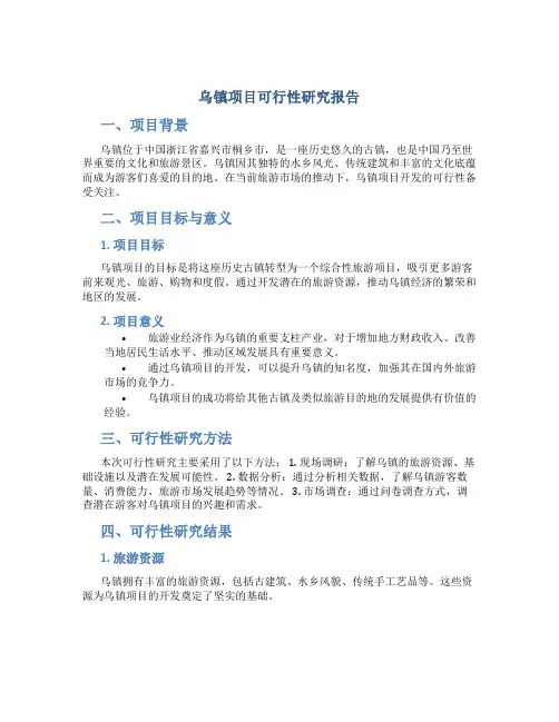 乌镇项目可行性研究报告
