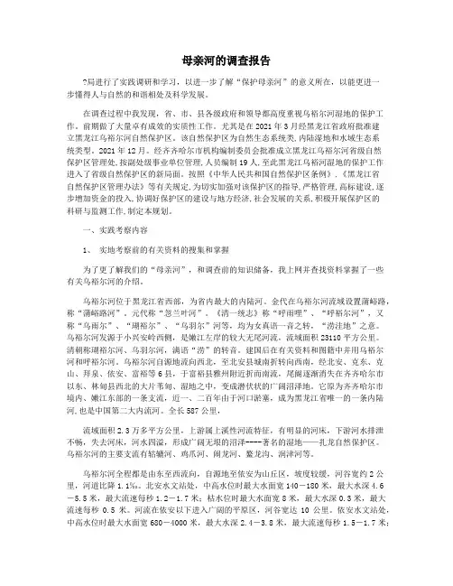 母亲河的调查报告