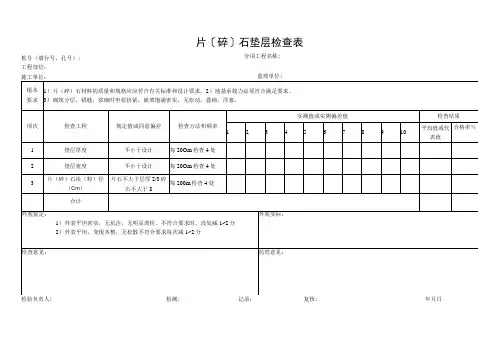 2023年片〔碎〕石垫层检查表