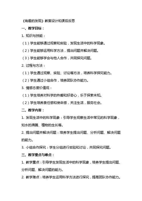 《有趣的发现》教案设计和课后反思