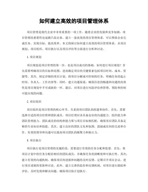 如何建立高效的项目管理体系