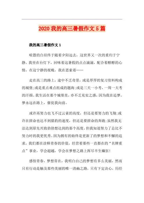 我的高三暑假作文5篇