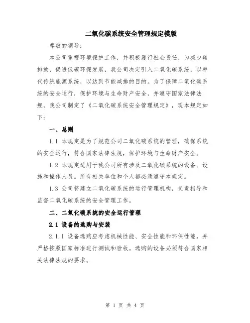 二氧化碳系统安全管理规定模版
