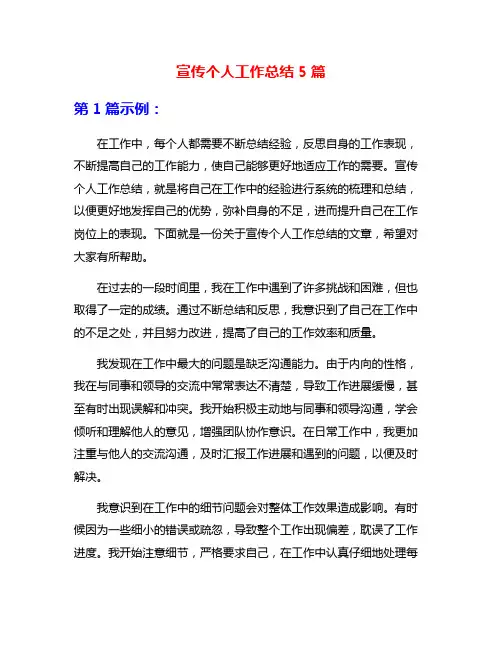 宣传个人工作总结5篇