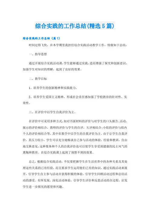 综合实践的工作总结(精选5篇)