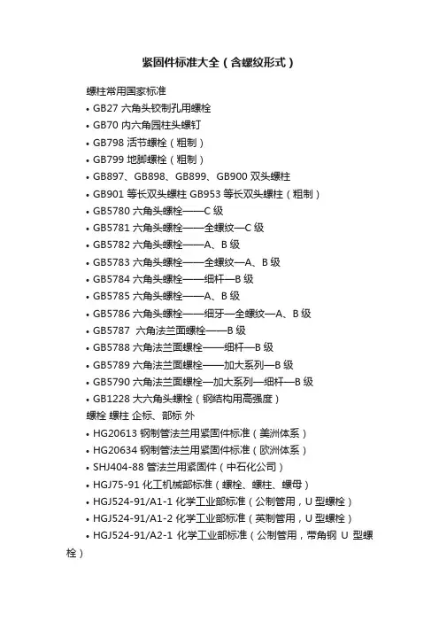 紧固件标准大全（含螺纹形式）